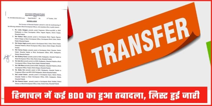 Himachal BDOs Transferred