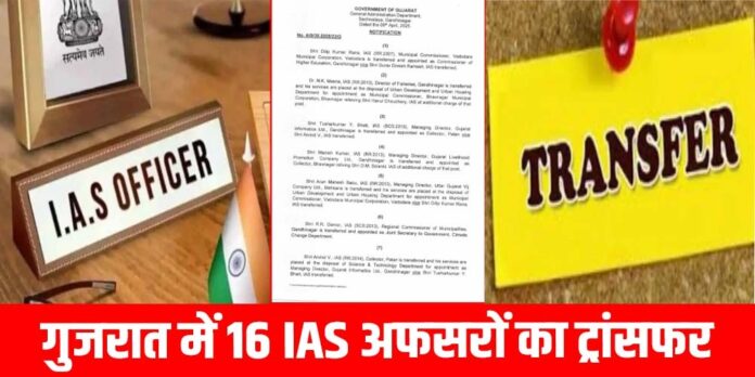 Gujrat IAS Officers Transfer News