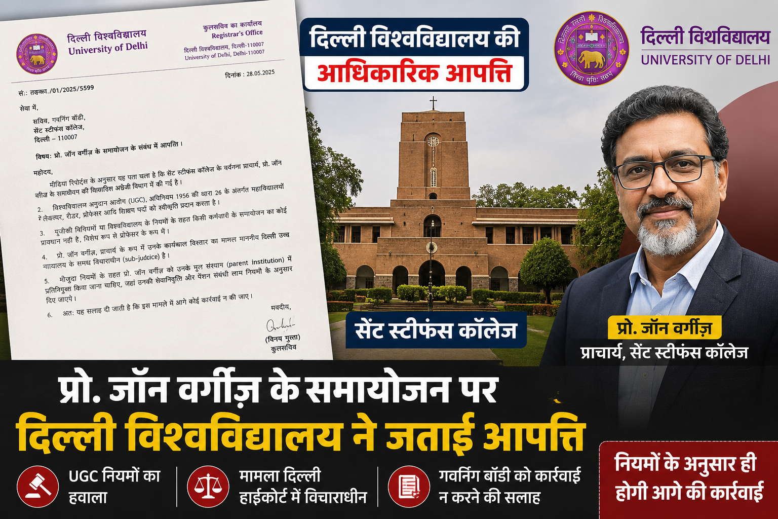 Delhi University Raises Objection on Prof. John Varghese’s Absorption in St. Stephen’s College Delhi University Raises Objection on Prof. John Varghese’s Absorption in St. Stephen’s College