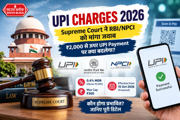 UPI Charges 2026 Supreme Court ने RBI-NPCI से मांगा जवाब, ₹2,000 से ऊपर क्या बदलेगा UPI Charges 2026 Supreme Court ने RBI-NPCI से मांगा जवाब, ₹2,000 से ऊपर क्या बदलेगा